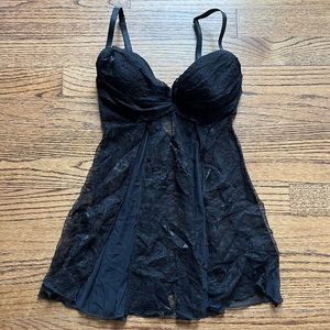 Frederick’s of Hollywood Black Lace Babydoll Lingerie Small S